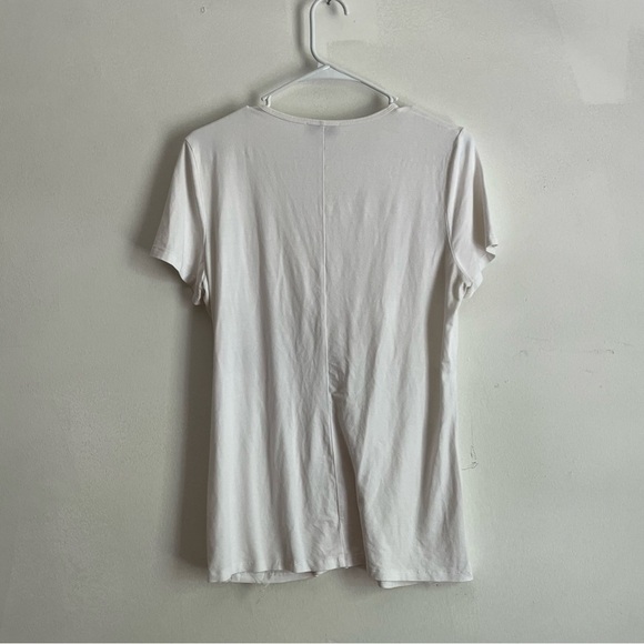 Neiman Marcus White Scoop Neck T-Shirt - Size L, Rayon-Spandex Blend, Twist - Picture 8 of 10
